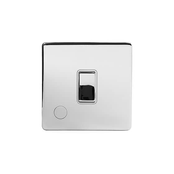 The Finsbury Collection Polished Chrome 1 Gang 20A Double Pole Switch Flex Outlet Wht Ins Screwless