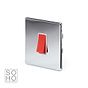 The Finsbury Collection Polished Chrome 45A 1 Gang Double Pole Switch Single Plate Wht Ins Screwless