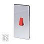 The Finsbury Collection Polished Chrome 45A 1 Gang Double Pole Switch Double Plate Wht Ins Screwless