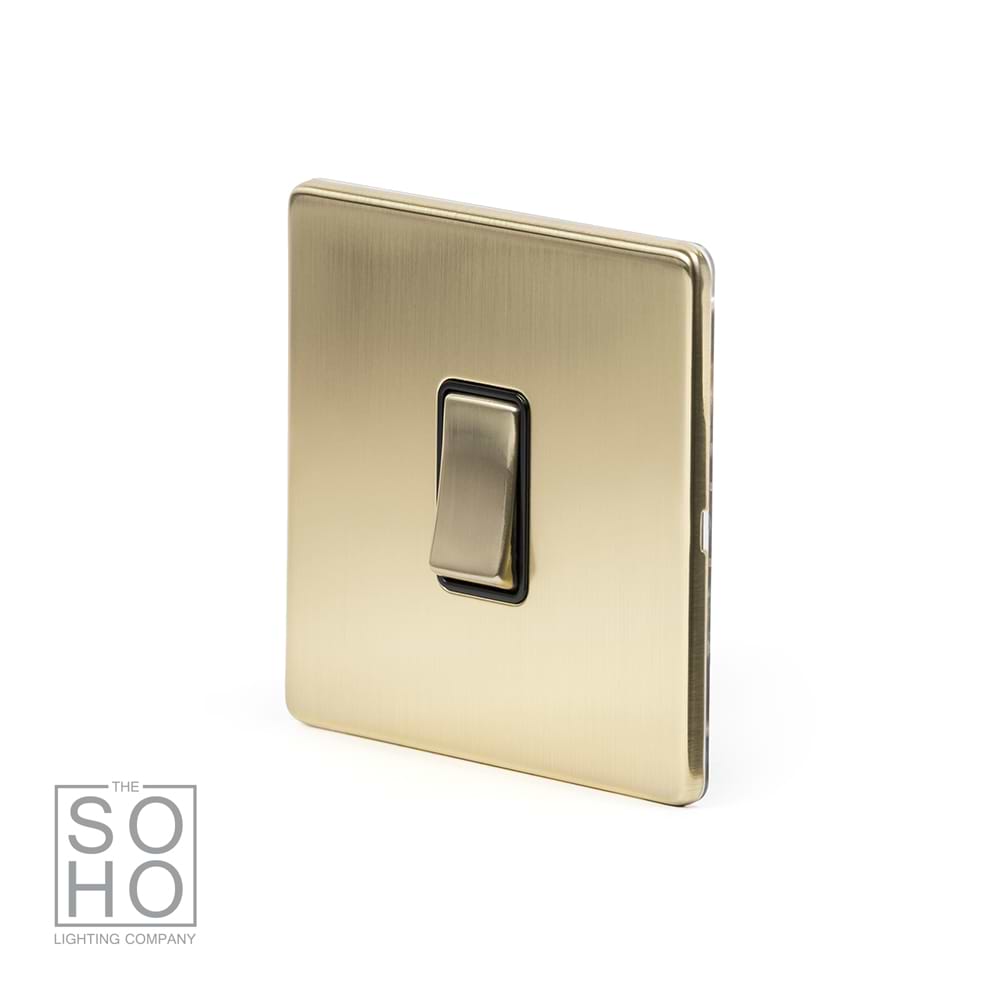 24k Brushed Brass 10A 1 Gang 2 Way Switch with Black Insert - The Soho  Lighting Company