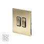 The Savoy Collection Brushed Brass 2 Gang 2 Way 10A Light Switch Blk Ins Screwless