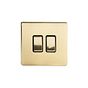 The Savoy Collection Brushed Brass 2 Gang 2 Way 10A Light Switch Blk Ins Screwless