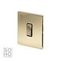 The Savoy Collection Brushed Brass 1 Gang Intermediate Switch Black Ins 10A Screwless