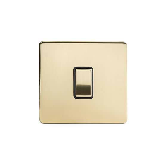 The Savoy Collection Brushed Brass 1 Gang 20A Double Pole Switch Blk Ins Screwless