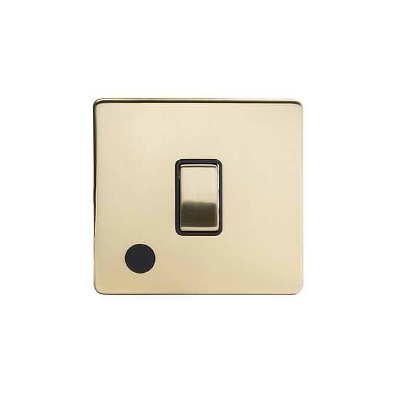 The Savoy Collection Brushed Brass 1 Gang 20A Double Pole Switch Flex Outlet Blk Ins Screwless