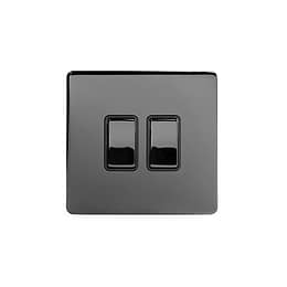 Black Nickel 2 Gang Light Switch