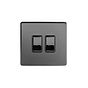 The Connaught Collection Black Nickel 2 Gang 2 Way 10A Light Switch Blk Ins Screwless
