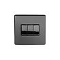 The Connaught Collection Black Nickel 3 Gang 2 Way 10A Light Switch Blk Ins Screwless