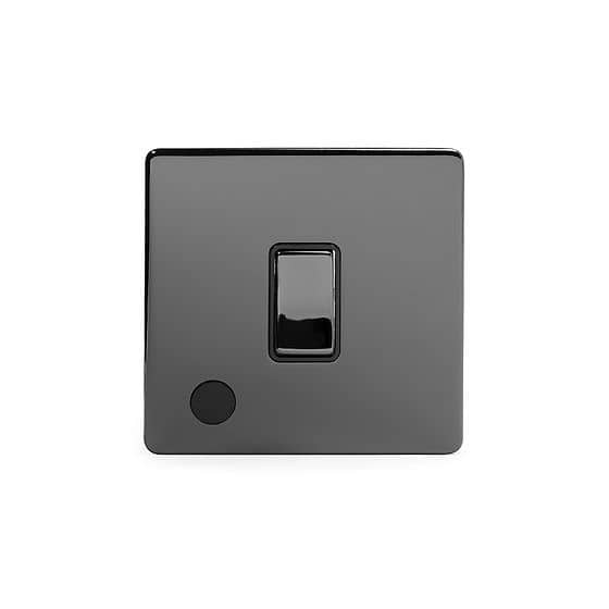 The Connaught Collection Black Nickel 1 Gang 20A Double Pole Switch Flex Outlet Blk Ins Screwless
