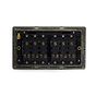 The Eton Collection Bronze 10A 6 Gang 2 Way Switch Black Inserts Screwless