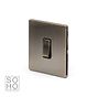 The Charterhouse Collection Antique Brass 1 Gang Intermediate Switch Black Ins 10A Screwless