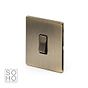 The Charterhouse Collection 1 Gang 20A Double Pole Switch Blk Ins Screwless Antique Brass