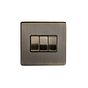 The Charterhouse Collection 3 Gang Intermediate switch blk Ins Screwless Antique Brass