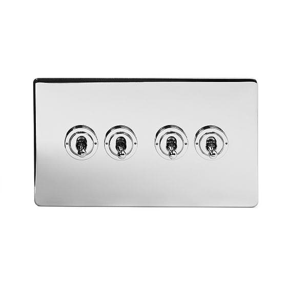 Polished Chrome 4 Gang 2 Way Toggle Switch