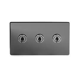 Black Nickel 3 Gang Toggle Light Switch