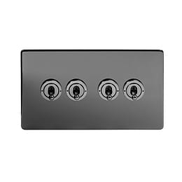Black Nickel 4 Gang Toggle Light Switch