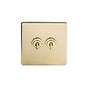 The Savoy Collection Brushed Brass 2 Gang Intermediate Toggle Switch Screwless