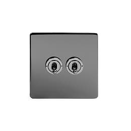 Soho Lighting Black Nickel 2 Gang 20 Amp Intermediate Toggle Switch Screwless