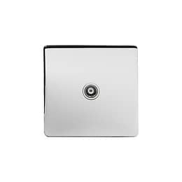 Polished Chrome 1 Gang Co Axial and Satelite Socket with white Insert