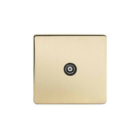 The Savoy Collection Brushed Brass TV Coaxial Aerial Socket Black Ins Screwless