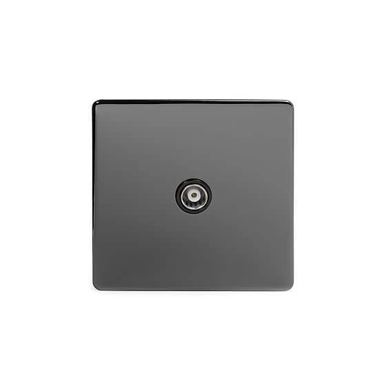 The Connaught Collection Black Nickel TV Coaxial Aerial Socket Black Ins Screwless