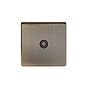 The Charterhouse Collection Antique Brass TV Coaxial Aerial Socket Black Ins Screwless