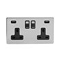 Brushed chrome 2 gang USB socket