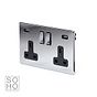 The Finsbury Collection Polished Chrome 2 Gang 13A SP Socket with 2 x USB-A 3.1A