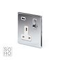 The Finsbury Collection Polished Chrome 1 Gang 13A SP Socket with USB-A 2.1A