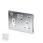 The Finsbury Collection Polished Chrome 2 Gang 13A SP Socket with 2 x USB-A 3.1A