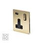 The Savoy Collection Brushed Brass 1 Gang 13A DP Socket with USB-A 2.1A
