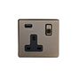 The Charterhouse Collection Antique Brass 1 Gang 13A DP Socket with USB-A 2.1A
