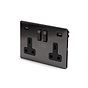 The Connaught Collection Black Nickel 2 Gang 13A DP Socket with 2 x USB-A 4.8A