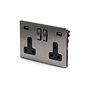 The Lombard Collection Brushed Chrome 2 Gang 13A DP Socket with 2 x USB-A 4.8A