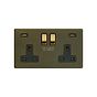 Soho Lighting Bronze & Brushed Brass 2 Gang 13A DP Socket with 2 x USB-A 4.8A