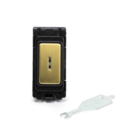 The Savoy Collection Brushed Brass 20AX 2 Way Single Pole Key RM-Grid Switch Module