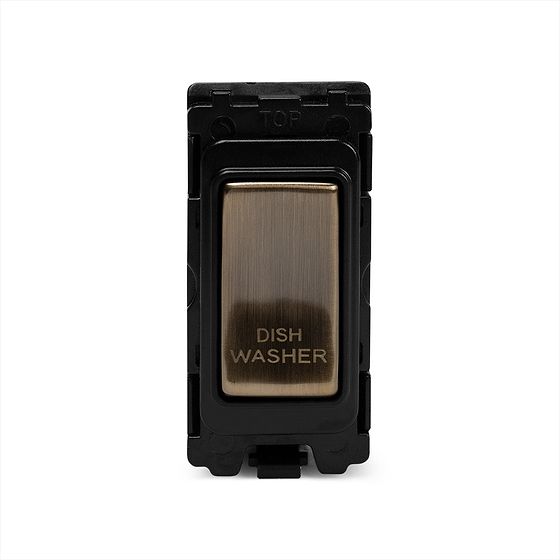 The Charterhouse Collection 20A Double Pole 'Dishwasher' RM-Grid Switch Module Antique Brass