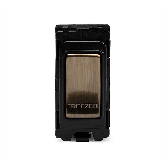 The Charterhouse Collection 20A Double Pole 'Freezer' RM-Grid Switch Module Antique Brass