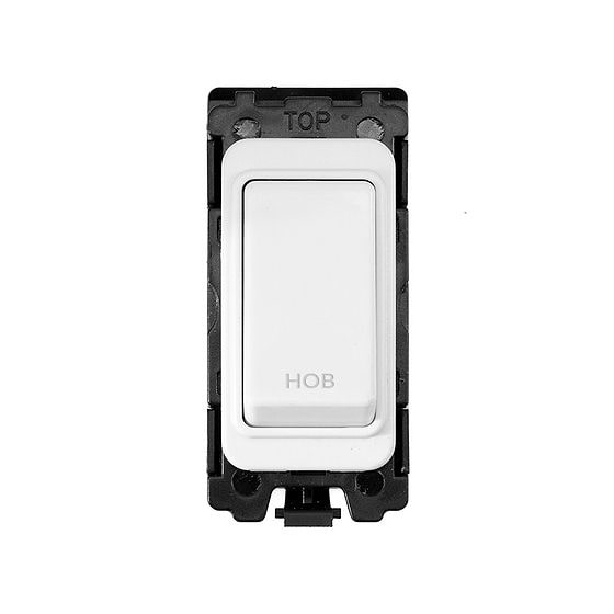 The Eldon Collection White Metal 20A Double Pole 'Hob' RM-Grid Switch Module