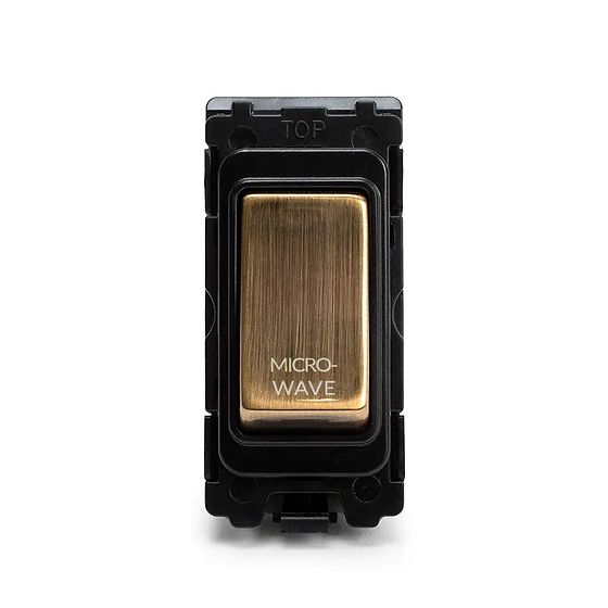 The Charterhouse Collection 20A Double Pole 'Microwave' RM-Grid Switch Module Antique Brass