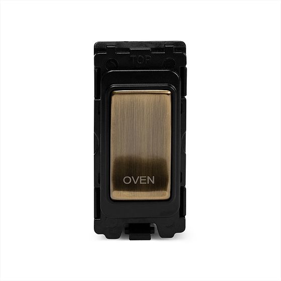 The Charterhouse Collection 20A Double Pole 'Oven' RM-Grid Switch Module Antique Brass