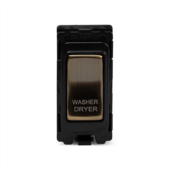 The Charterhouse Collection 20A Double Pole 'Washer Dryer' RM-Grid Switch Module Antique Brass