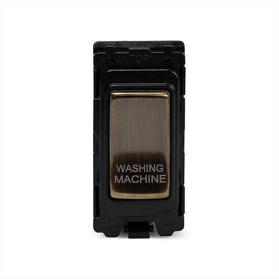 The Charterhouse Collection 20A Double Pole 'Washing Machine' RM-Grid Switch Module Antique Brass