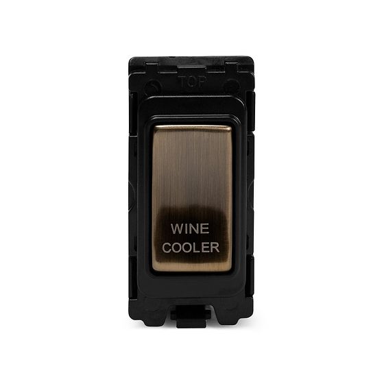 The Charterhouse Collection 20A Double Pole 'Wine Cooler' RM-Grid Switch Module Antique Brass