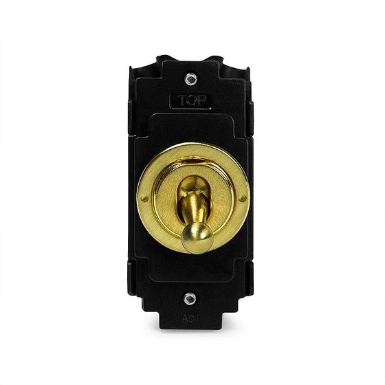 The Savoy Collection Brushed Brass 20A 2 Way & Off Retractive LT3-Toggle Switch Module