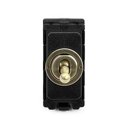 The Charterhouse Collection Antique Brass 20A Double Pole CM-Grid Toggle Switch Module