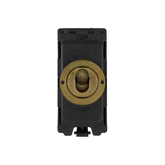 The Westminster Collection Vintage Brass 20A Double Pole CM-Grid Toggle Switch Module