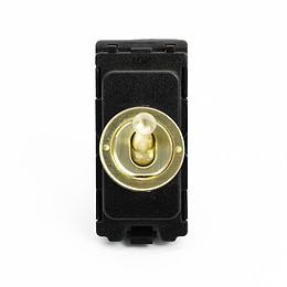 The Savoy Collection Brushed Brass 20A 2 Way Retractive CM-Grid Toggle Switch Module