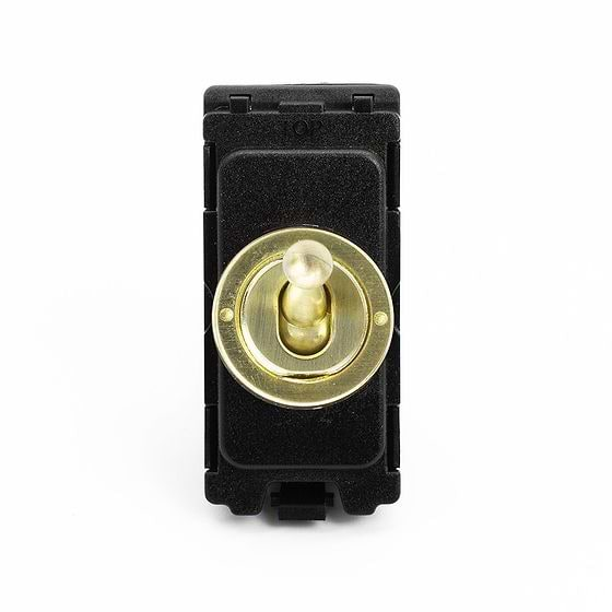 The Savoy Collection Brushed Brass 20A 2 Way Retractive CM-Grid Toggle Switch Module