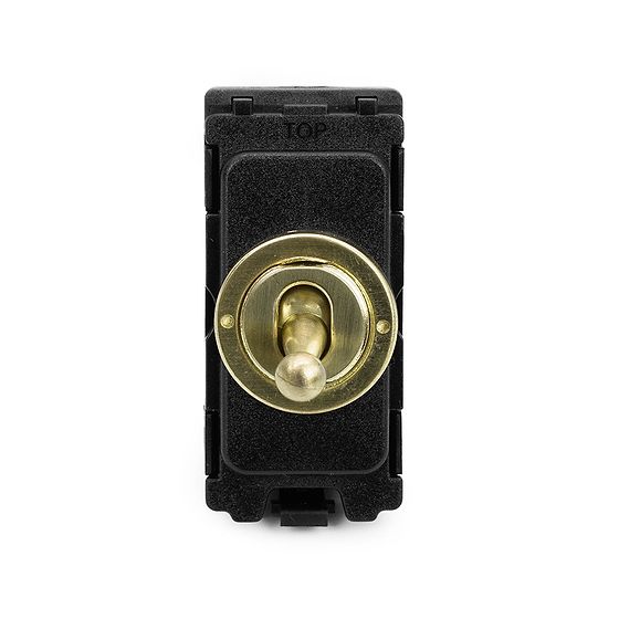 The Savoy Collection Brushed Brass 20A 1 Way Retractive CM-Grid Toggle Switch Module
